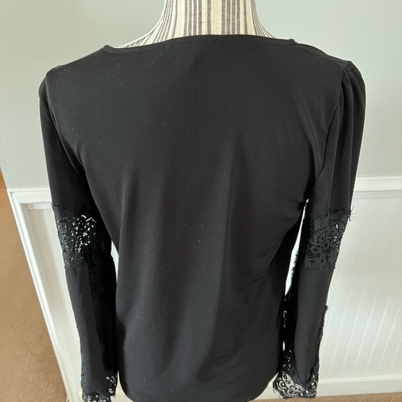 Adrianna Papell Lace Sleeve Pullover Top Size Small - Picture 5 of 6